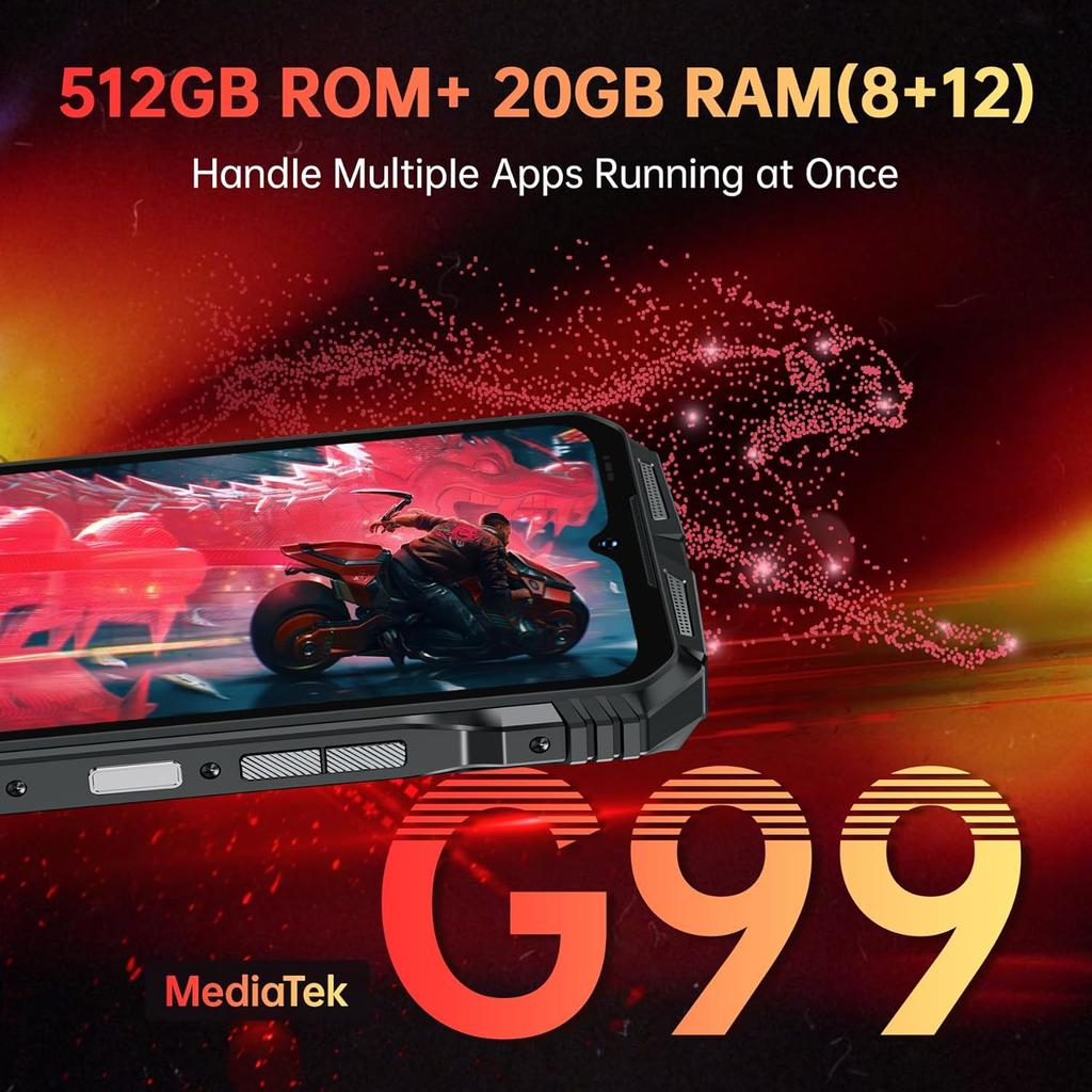 DOOGEE S118 Mobile Phones Android 14, 20GB RAM+512GB ROM Smartphone Helio G99, 10800mAh(33W Fast Charge) , 6.58” FHD+ 120Hz, 50MP+12MP Night Vision