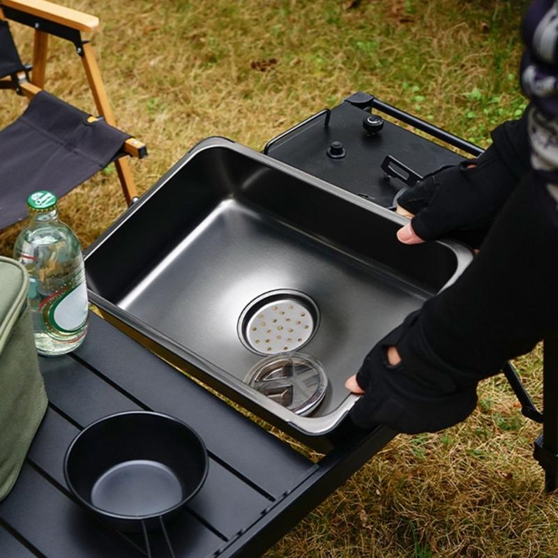Dishwashing Sink Stainless Steels Wash Basin Picnics Wash Hand Washing Tank Outdoor Camping Kitchen Supply Easy To Use