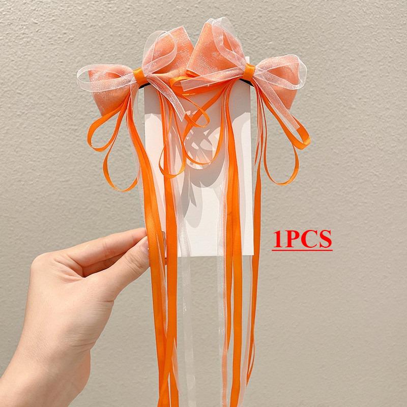 Solid Color Fabric Bow Ribbon Hair Cloth Braided Girl High Value Tassel Hairpin Girl Fashion Hairpin Hair Accessories