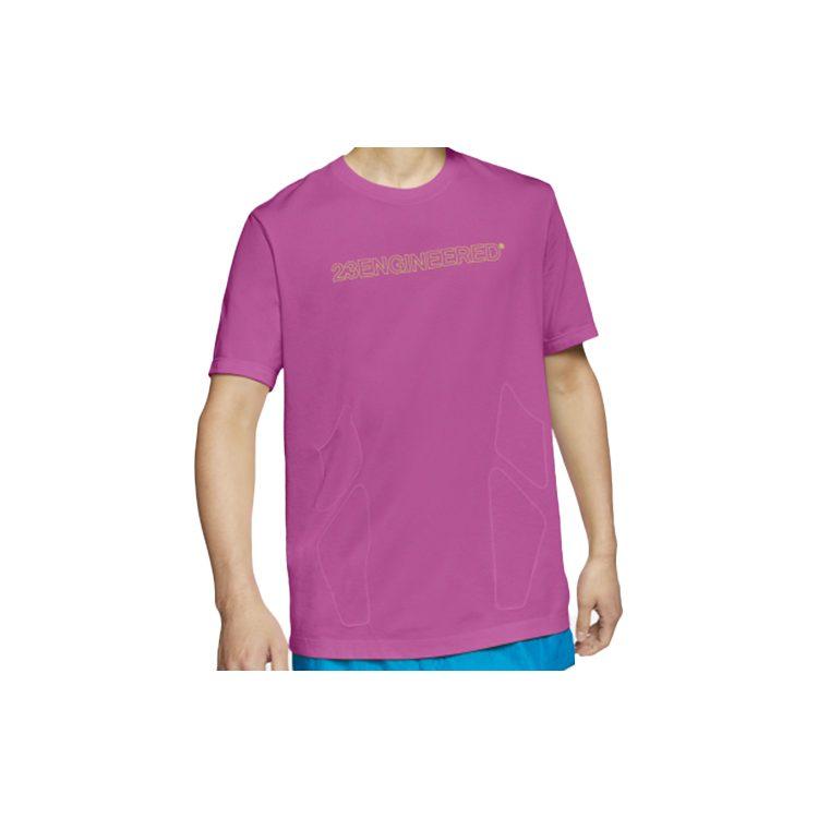 Jordan T Shirts Men's Fuchsia Crew Neck Moderate Straight Fit CJ6205-623