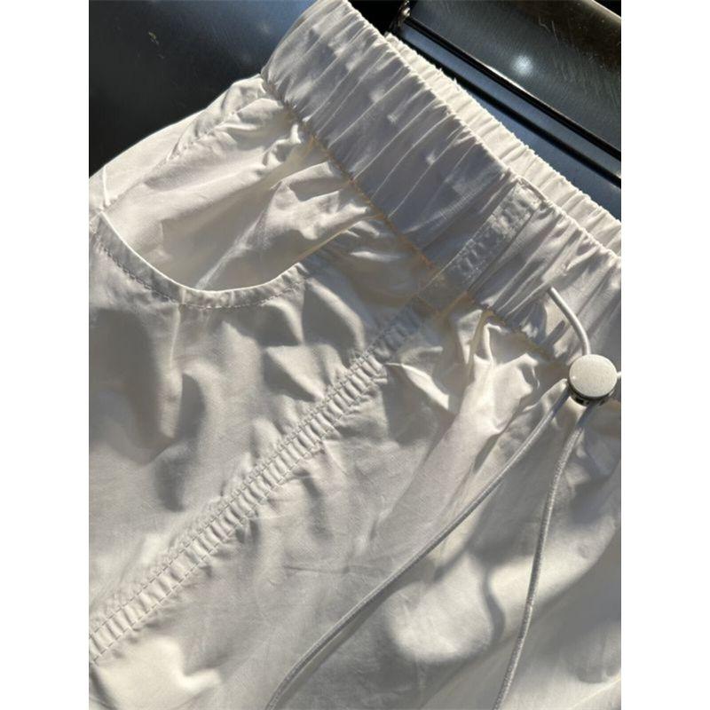 Summer New Drawstring Design Multi-Pocket Workwear A- line Skirt Loose Slim Looking Casual Easiest for Match Exposure-Proof Skirt