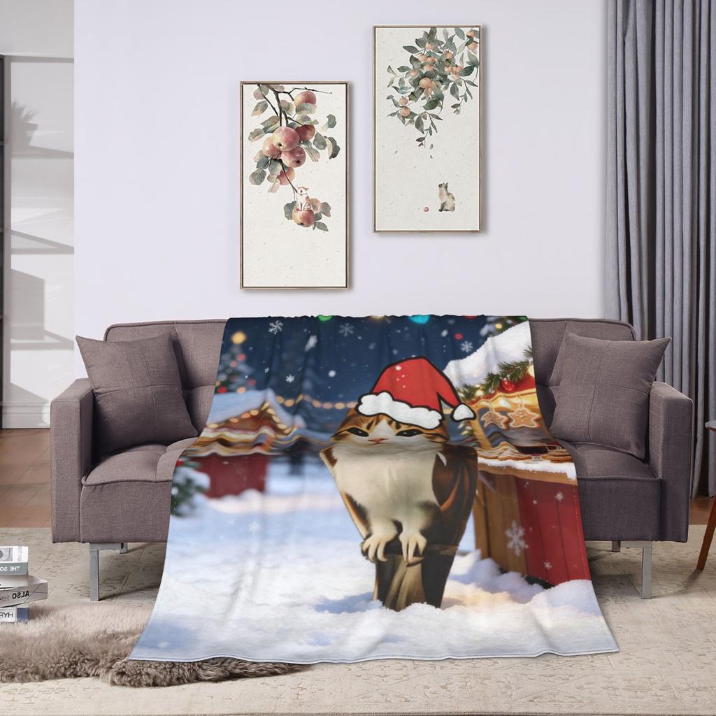 Cat Owl Funny Brainrot Christmas Blanket Soft Funny Plush Throw Blanket For Child Couch Chair Flannel Bedspread Bed Cover
