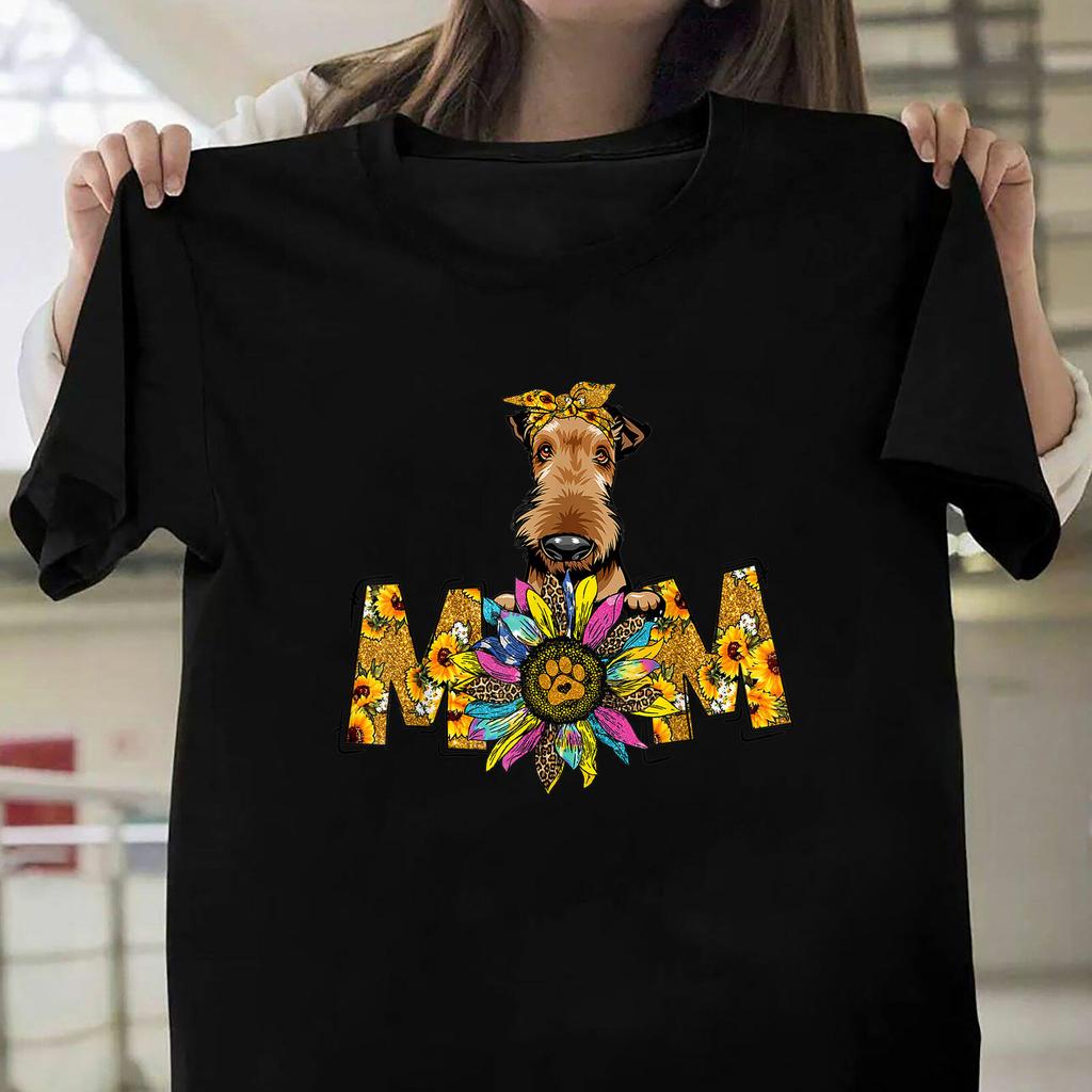 Divertido suelto camiseta hombres sin mangas elegante ropa negra linda  Airedale mamá girasol perro mamá día de las madres comprar a buen precio —  entrega gratuita, reseñas reales con fotos — Joom