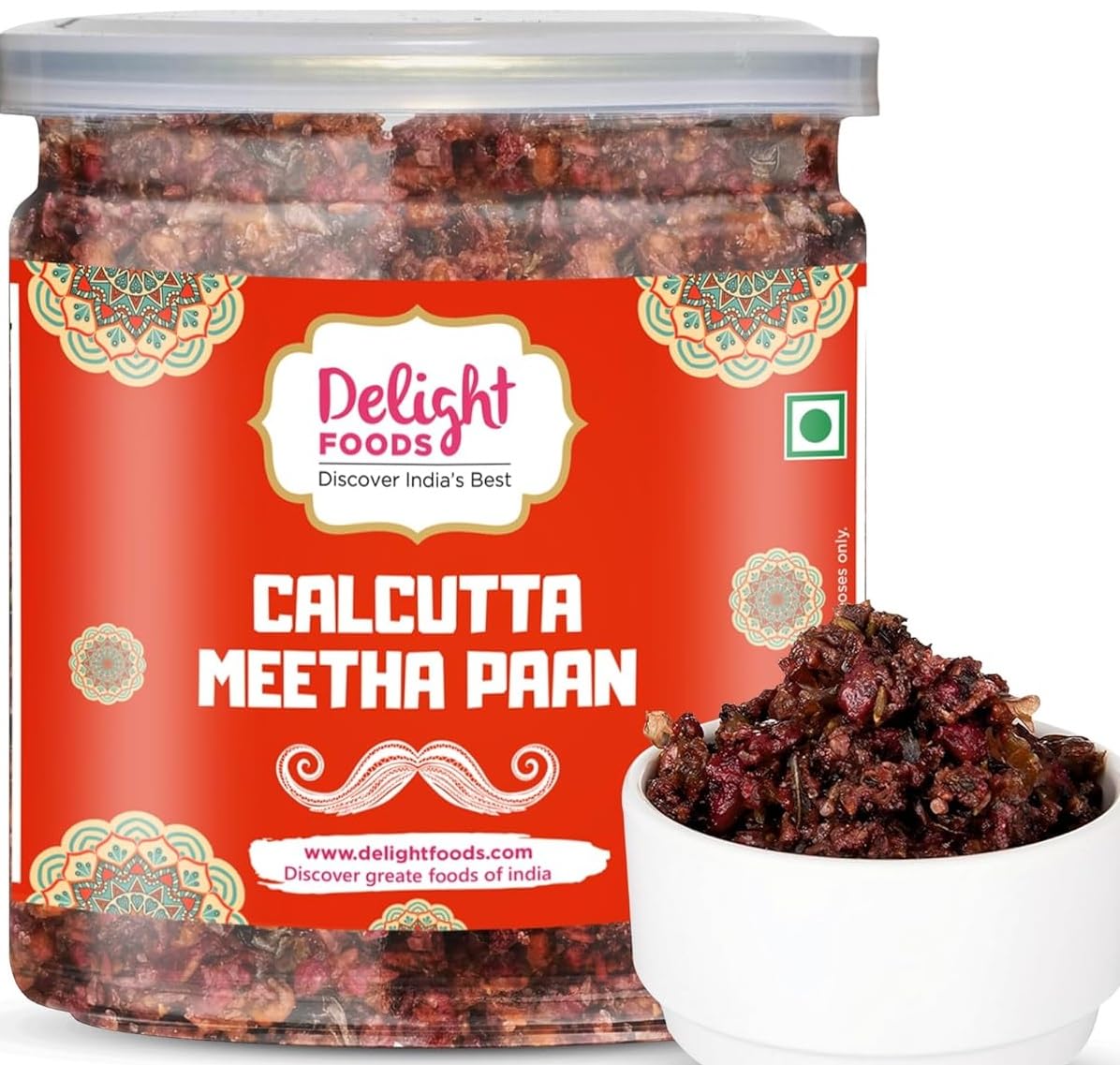 Delight Foods Calcutta Meetha Paan Mukhwas | Mouth Freshener & Digestive, After-Meal Snack | Made with Gulkand & Betel Leaf, Fennel | No Supari |