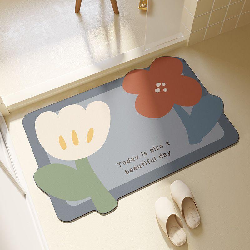 Bathroom absorbent floor mat, toilet diatom mud absorbent mat ins wind resistant dirt non-slip waterproof toilet entry floor mat