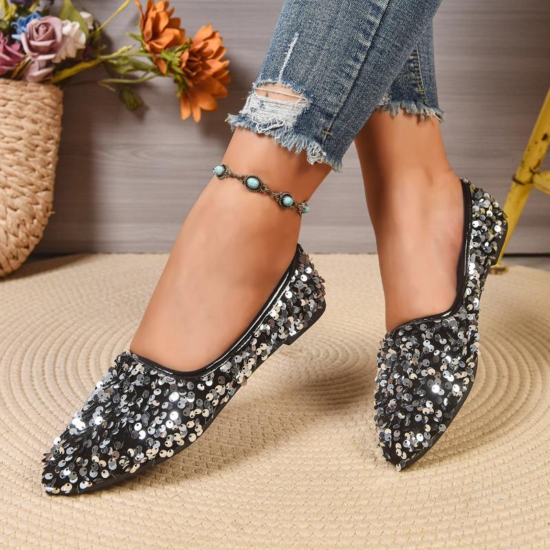 

Fashion Plus Size Flat Shoes Fashion Pointed Toe Shallow Mouth Slip-on Non-Slip Wear-Resistant Soft Sole Single Shoes 36
