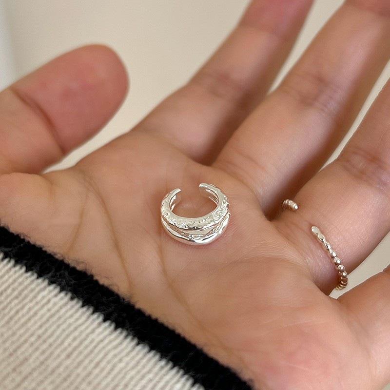 Минималистичные двухслойные серебряные серьги-каффы S925 без прокола для женщин - элегантный и универсальный дизайн