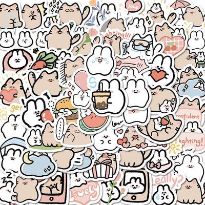 58 Niedliche Katze & Kaninchen Wasserdichte Koreanische Sticker zur Dekoration
