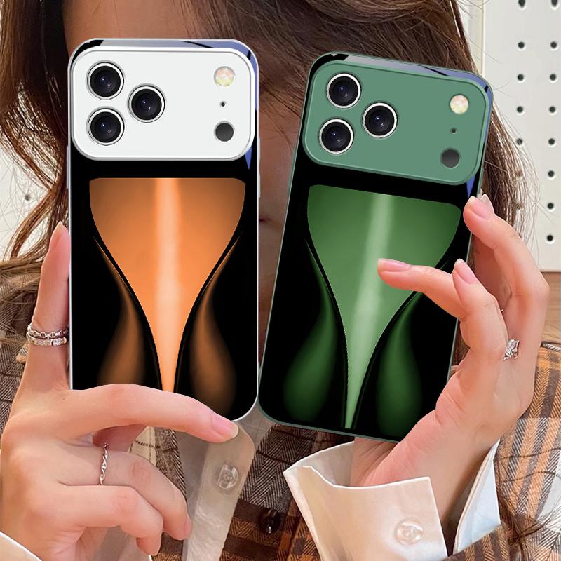 Orange Yellow Light Band For iPhone 17 Air 16 E 15 14 13 Plus 12 Mini 11 17 Pro Max XR Xs Max 16E 7 8 Tempered Glass Phone Case