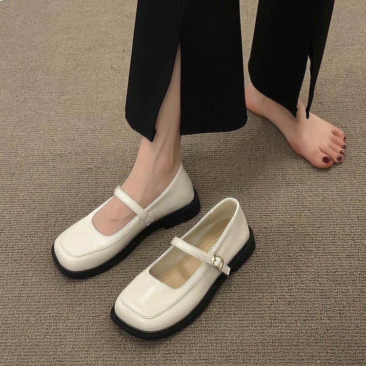 Mary Jane women's shoes 2025 summer new French platform loafers versatile single shoes British style square head small leather shoes