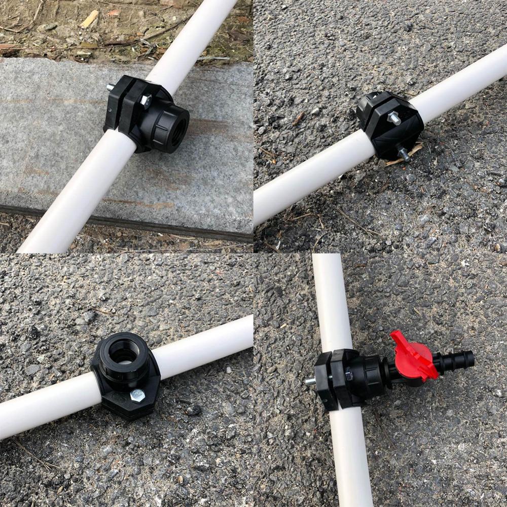 5 Pcs DN32/DN25 Pipe Clamp 1/2" 3/4" Female Thread Garden Agriculture Irrigation Water Pipe Connection Fittings Pipe Saddle Clip