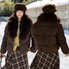 Big fur collar short cotton clothes new women's autumn and winter loose thickened small thin versatile warm cotton clothes