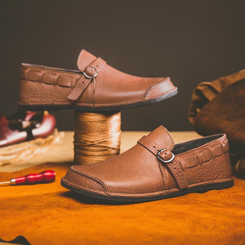 Fashion Designer Brand Retro Business Shoes Classic Brown Men's Leather Casual Shoes Soft Sole Comfortable Men's Business Dress Shoes