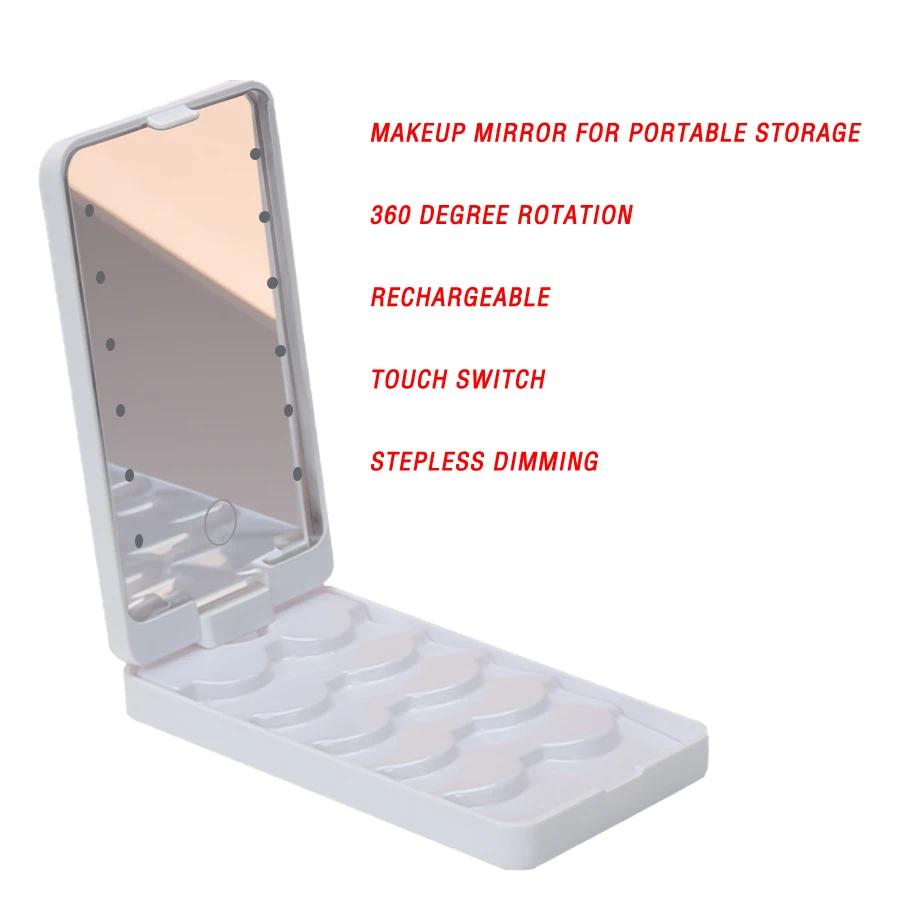 

Светодиодное зеркало для макияжа с подсветкой, настольное вращающееся косметическое зеркало с подсветкой, USB-зеркало с регулируемым затемнением