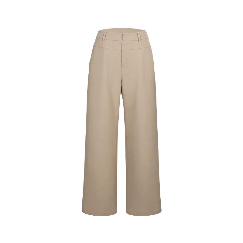 

Vintage Minimalist Khaki Straight-Leg Casual Pants for Women M Tall