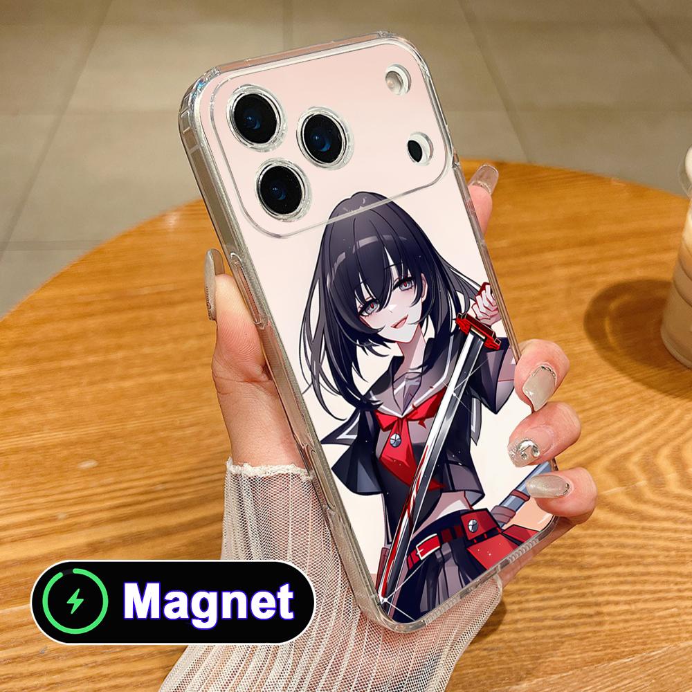 Akame Kurome Clear TPU Magsafe Mobile Phone Case for iPhone 17 16 15 14 13 12 11 Air Pro Max Plus Mini Colorful Cover