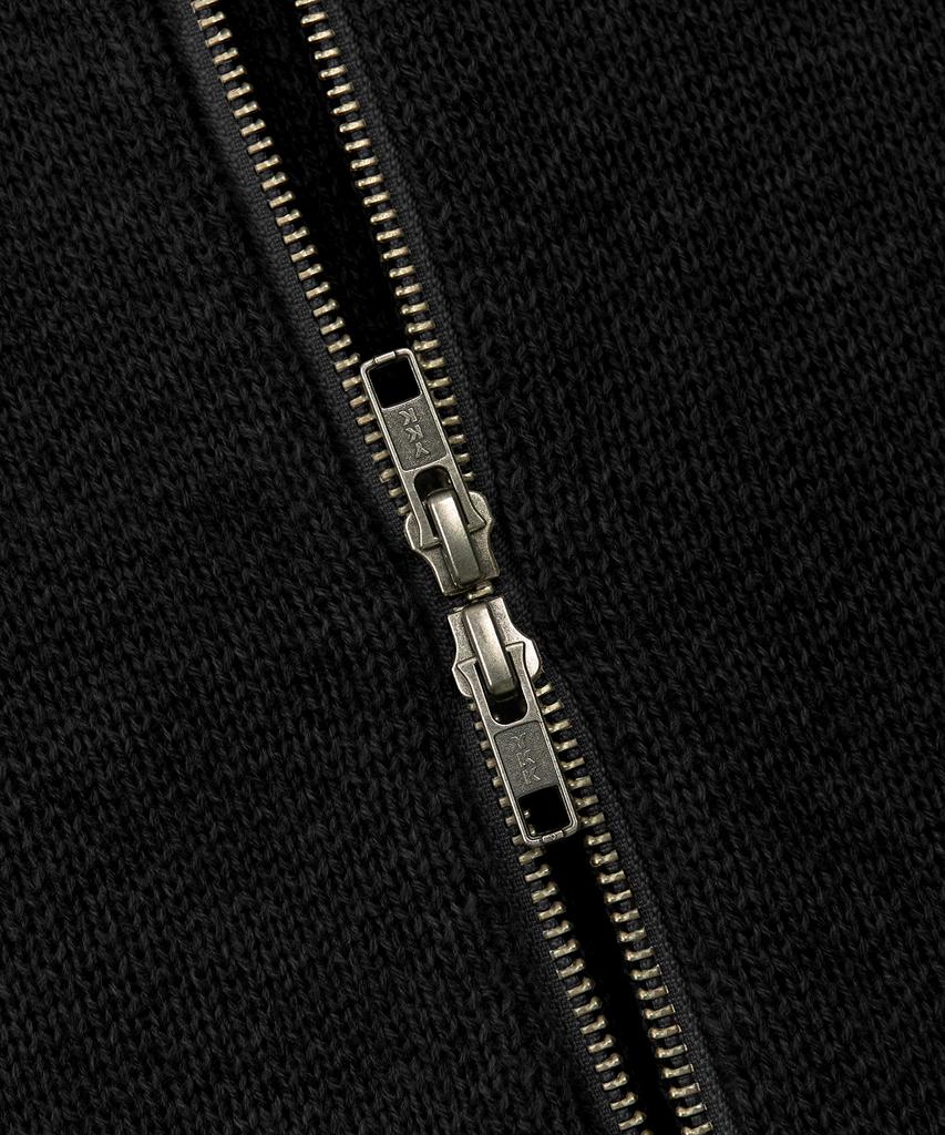 Excontainer Jacquard Two-Way Hooded Knit Zip-Up (Black)