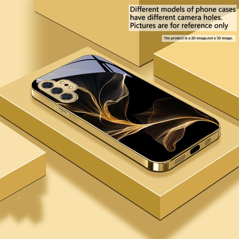 Floating Golden Ribbon For Samsung A 01 52S A04 A05S A10 A12 13 22 23 24 36 42 M02 Note 10 20Ultra 8 9 Golden Glass Phone Case