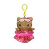 Adorable Cartoon Black Cat Plush Keyring with Surfing Beach Ring Pendant