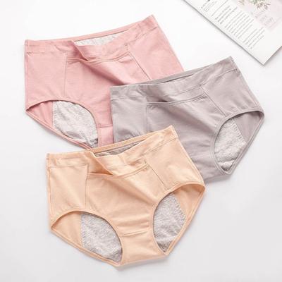 Yousheng Women Menstrual Underpants with Pocket Solid Color Plus Size Soft Butt-lifted Mid Waist Seamless Elastic Period Leakproof Briefs Period