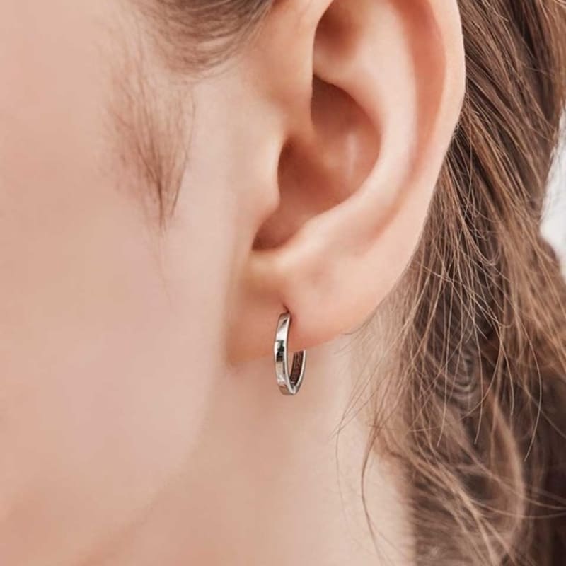 GEIGER Jewelry Silver 925 Simple Basic One-Touch Ring Earrings GISVEE139