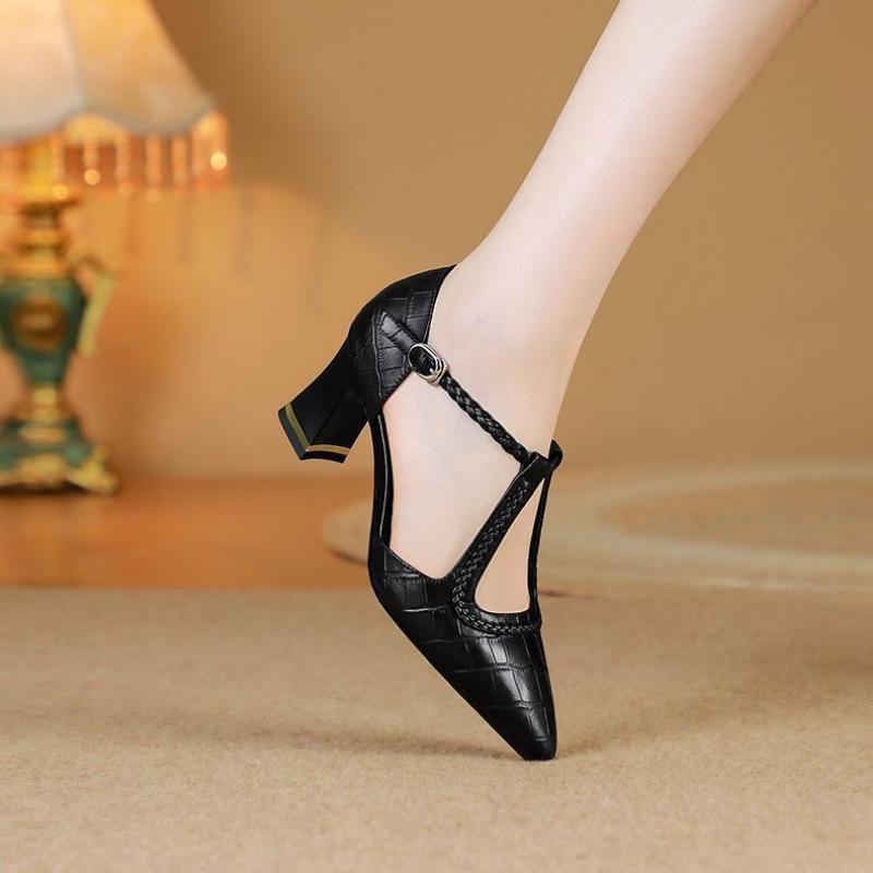 CM high heels temperament versatile word buckle pointed fashion sandals hollow summer women's shoes