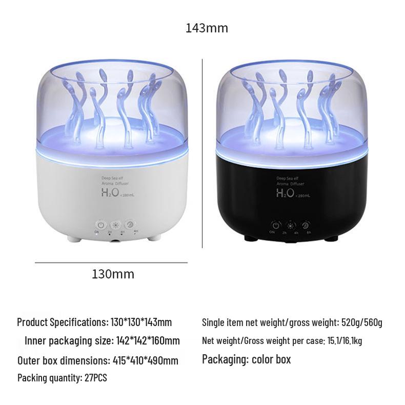 Wood Grain Jellyfish Ultrasonic Aroma Diffuser and Night Light