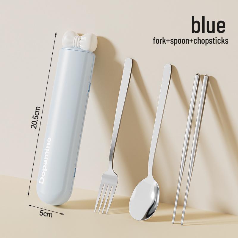 304 Stainless Steel Travel Cutlery Set: Portable Chopsticks & Spoon for Students and Office Workers, Dopamine Design, 3-Piece Set