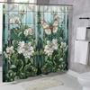 Colourful Glass Meadow Flower Butterfly Print Polyester Fabric Shower Curtain Home Hotel Apartment Bathroom Shower Curtain Decor