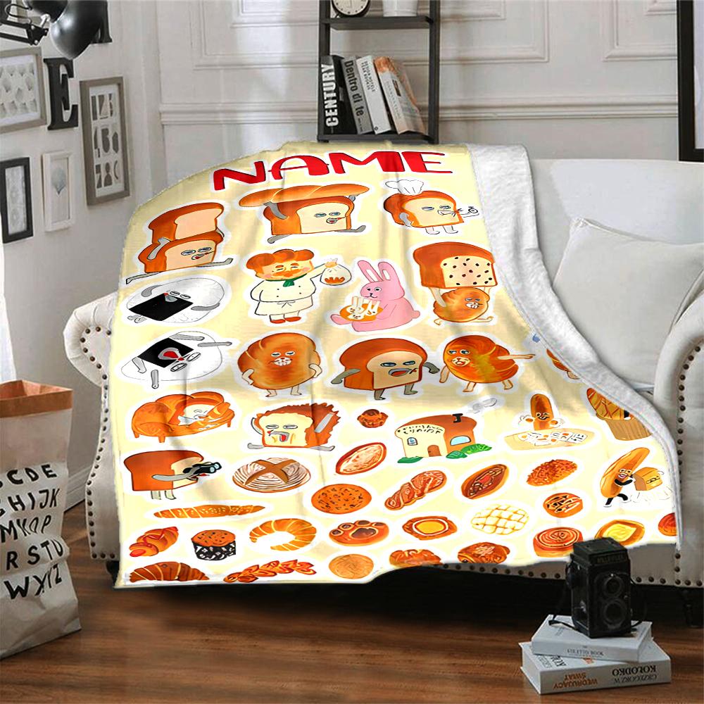 Customiz Name Personality Bread Thief Blanket Soft &Warm Sofa Office Bed Travel Lunch Break Blanket, Gift Suitable for All Seasons