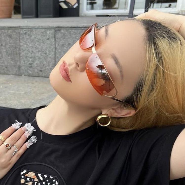 Metal hollow oval sunglasses YK steampunk retro sunglasses street shot concave spice sunglasses