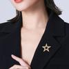 Zinc Alloy Brooch Pin Star Shape Lapel Badge with Rhinestones Inlaid Decorative Outfit Pin