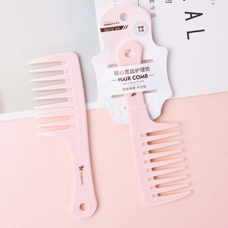Scalp Massage Wide Tooth Comb Hairdressing Anti-static Pink Hair Brush Wet Dry Use Salon Dyeing Fine Tooth Hair Combs Hair Salon