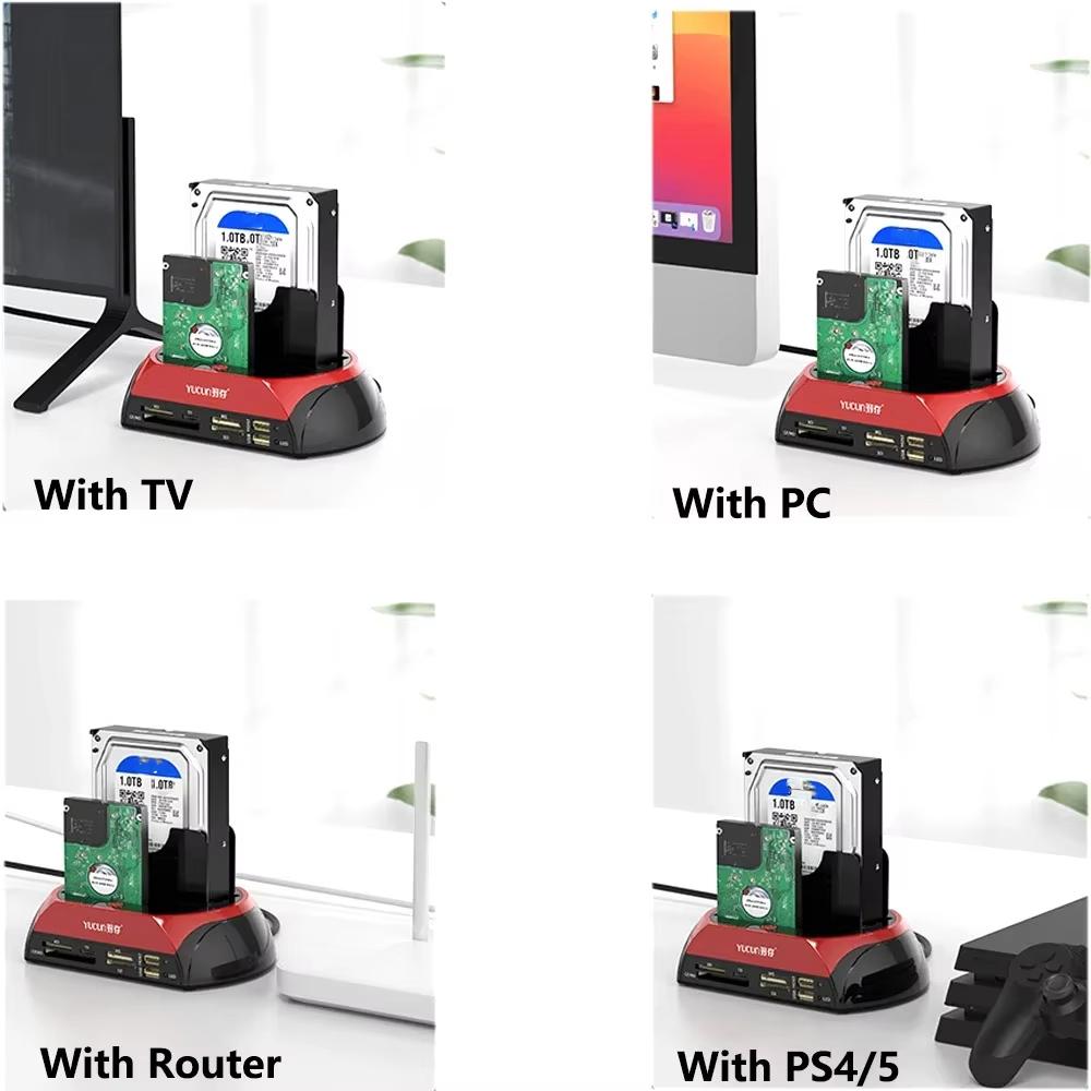 10 IN 1 IDE SATA USB3.0 Dual Bay External Hard Disk Drive 2.5 Inch 3.5 Inch HDD Docking Station One Touch Backup HUB Card Reader