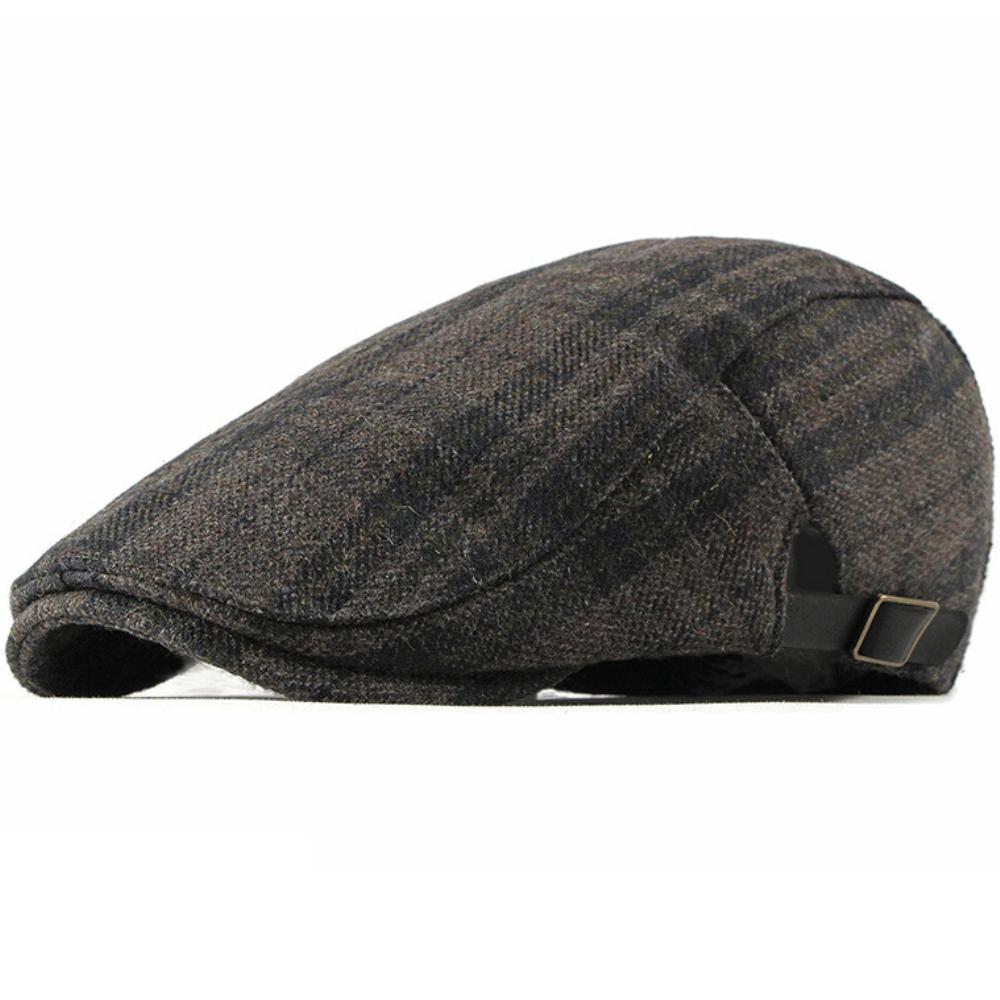HT5050 Berets Autumn Winter Caps for Men Women Artist Painter Plaid Wool Beret Hat Male Female Ivy Flat Cap Adjustable Beret Cap