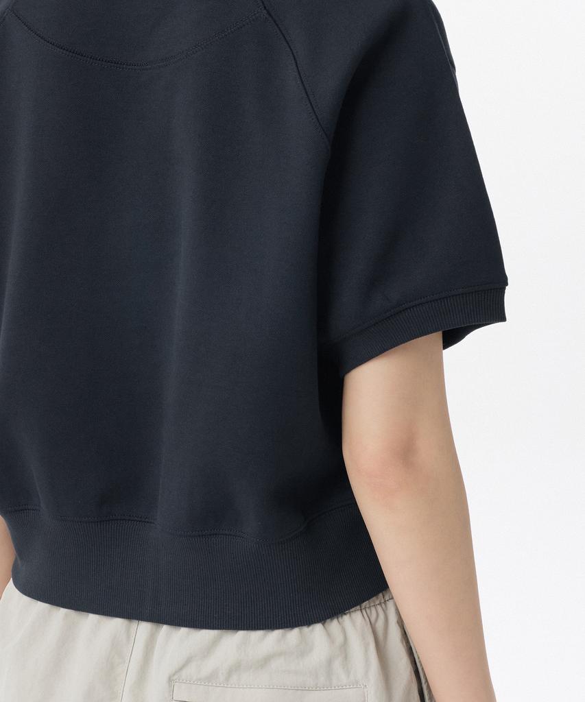 MUSINSA STANDARD WOMAN Women'S Double Knit Short Sleeve Sweatshirt [Navy]