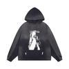 ERD Melancholy Rich Hoodie: European-American Streetwear, Loose Fit, Zipper, Short Sleeve