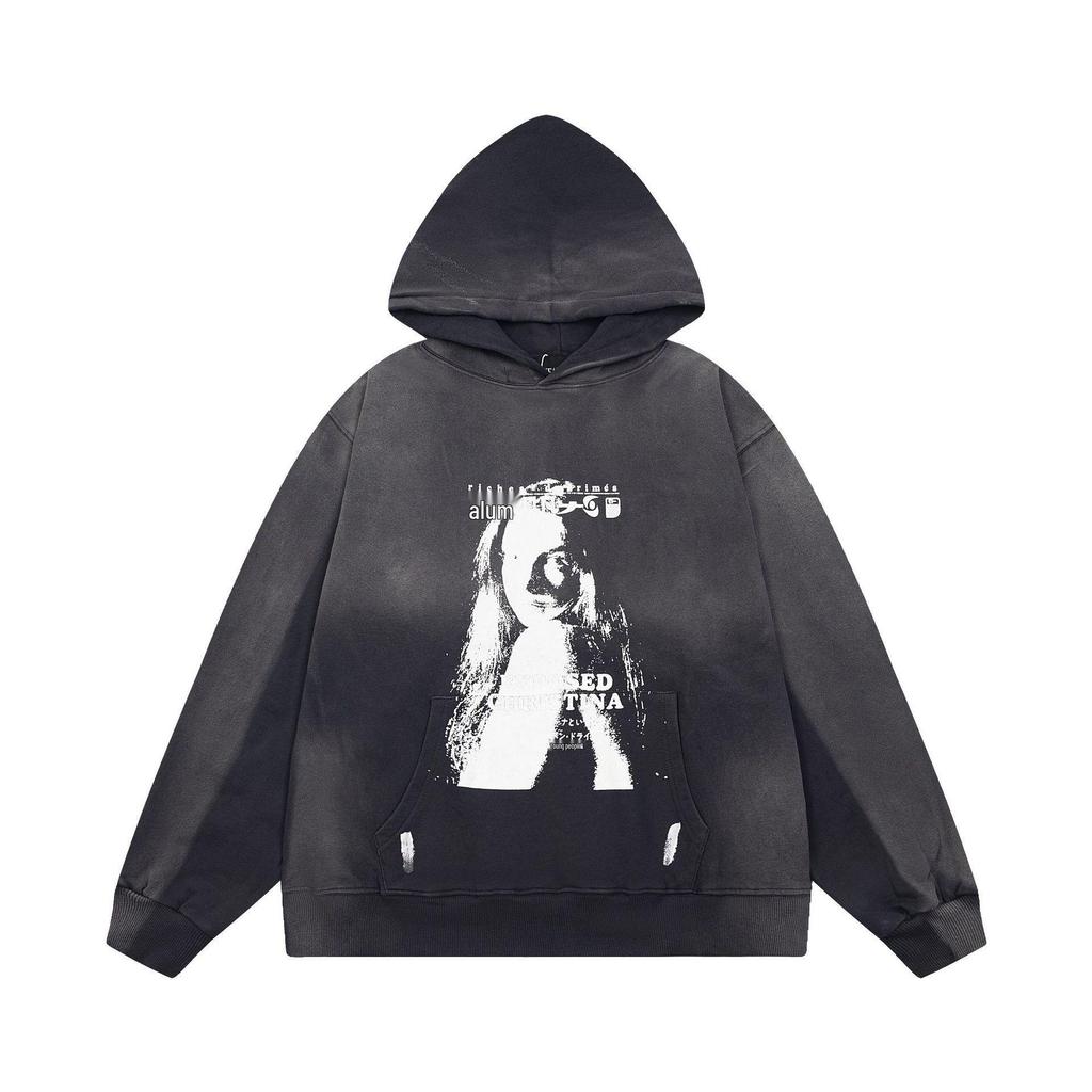 ERD Melancholy Rich Hoodie: European-American Streetwear, Loose Fit, Zipper, Short Sleeve