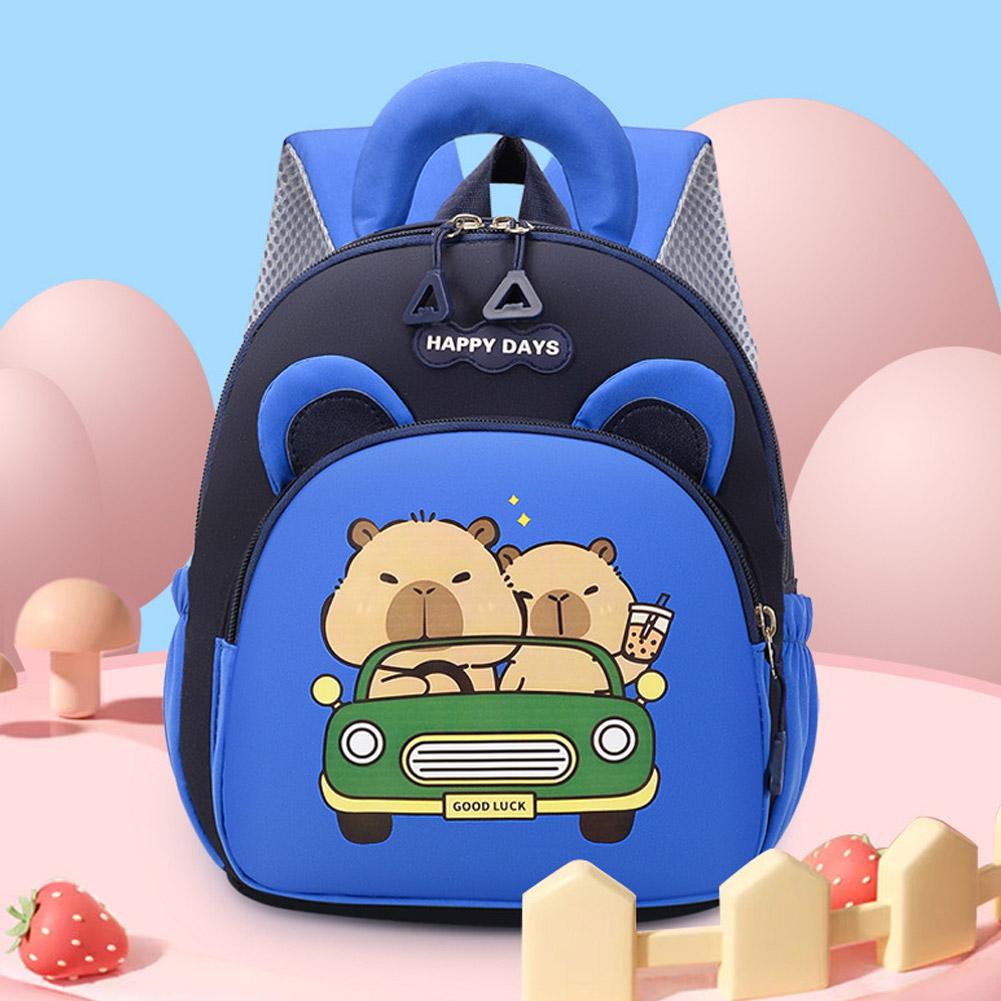 Cute Cartoon Capybara Backpack Multi-Pockets Large Capacity Children Student Backpack With Widen Straps Lightweight Backpack