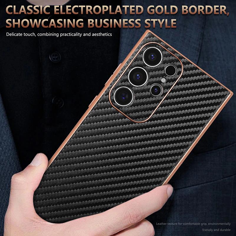Ηλεκτρολυτική Θήκη Τηλεφώνου με Μοτίβο Ανθρακονήματος Για Samsung Galaxy S23 S24 FE S22 Ultra Plus S21FE A25 A54 A55 5G A14 A15 Καλύμματα