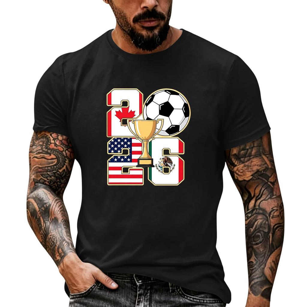 Men's Basic Crew Neck Short Sleeve T Shirt Loose Fit Casual Summer Top Soccer Themed Graphic Print Comfortable Fabric