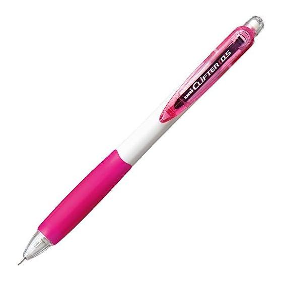 Mitsubishi Pencil  Clifter  0.5mm Mechanical Pencil, White/Pink, M5118W.13, with Sliding Clip and Eraser