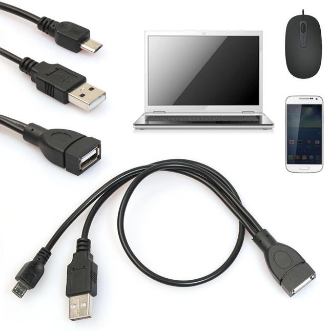 Buy Micro USB Host OTG Cable With USB Plug Power Adapter at affordable