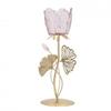Hestia Single Stem Candle Holder With Blush Pink Glass On Gold Base