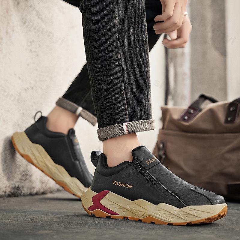 Módní pánské boty 2025 Jaro Nový styl Korejská verze Módní trend Outdoorové cestovní ležérní boty Boční zip Stručně navržené tenisky