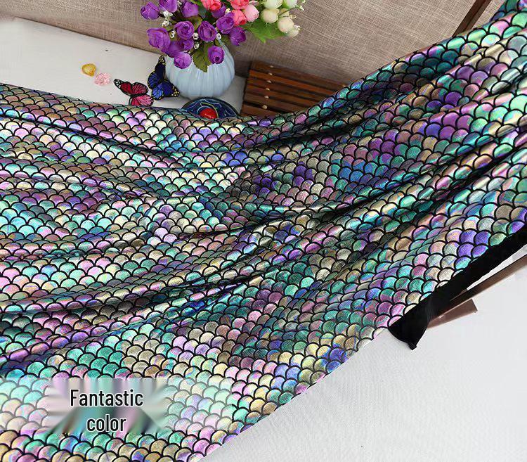 Iridescent Mermaid Fabric: Fish Scale, Laser, Stretch, Ideal for Costumes & Stage Decor