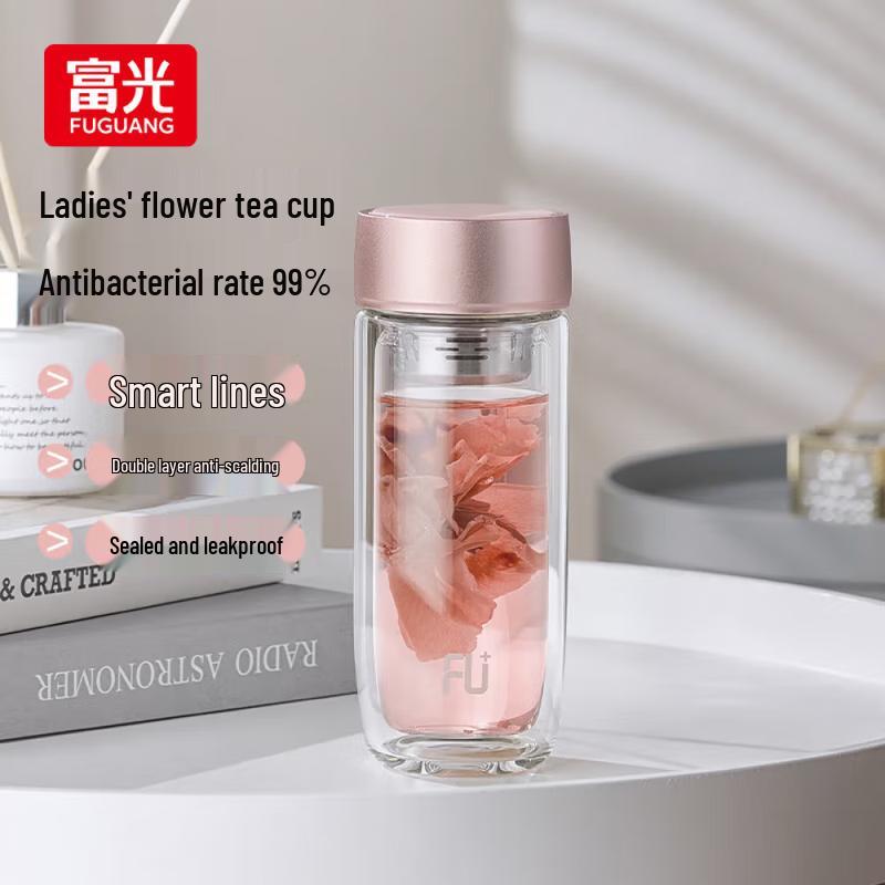 FUGUANG Ya Series Antibacterial Double-Layer Tea Infuser Glass Cup