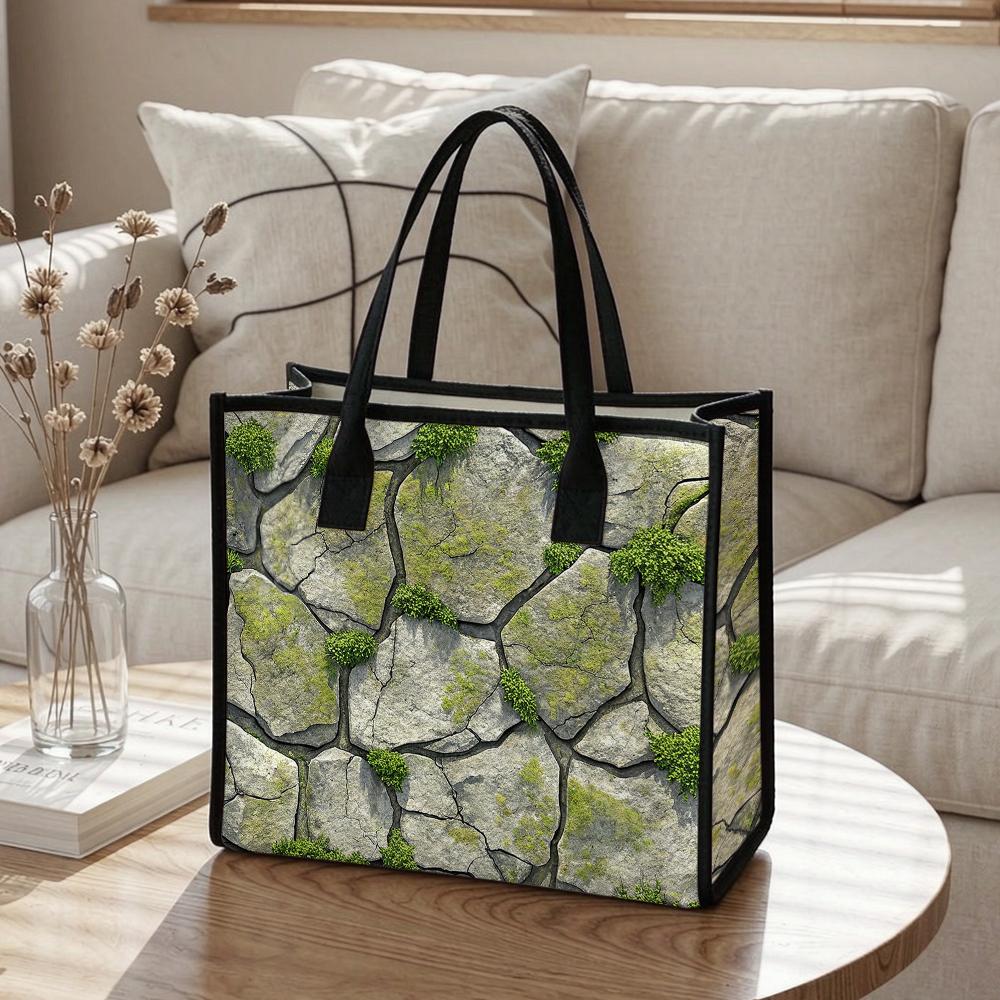 Mossy Stone Pattern Tote Bag Daily Portable Handbag