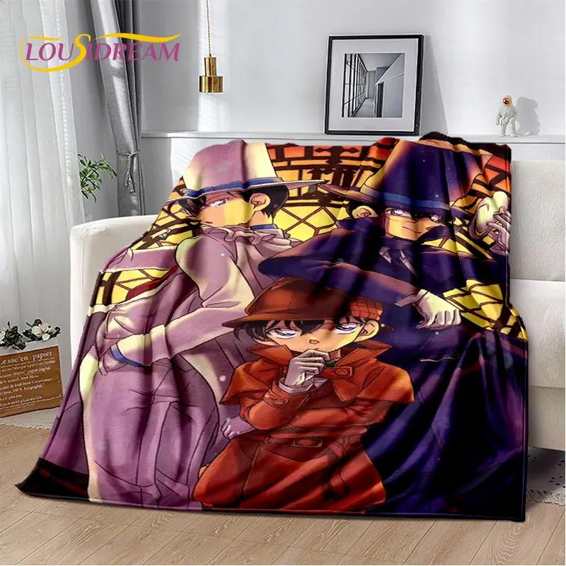Detektyw Conan Cartoon Anime miękki pluszowy koc, flanelowy koc rzut koc do salonu sypialnia kanapa z funkcją spania narzuta na piknik 3D