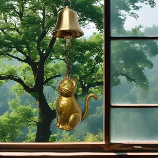 Cat Wind Chime Outdoor Kitten Design Wind Chime Garden Metal Cat Statue Hanging Memorial Ornament for Porch Decoration Cat Lovers Gift